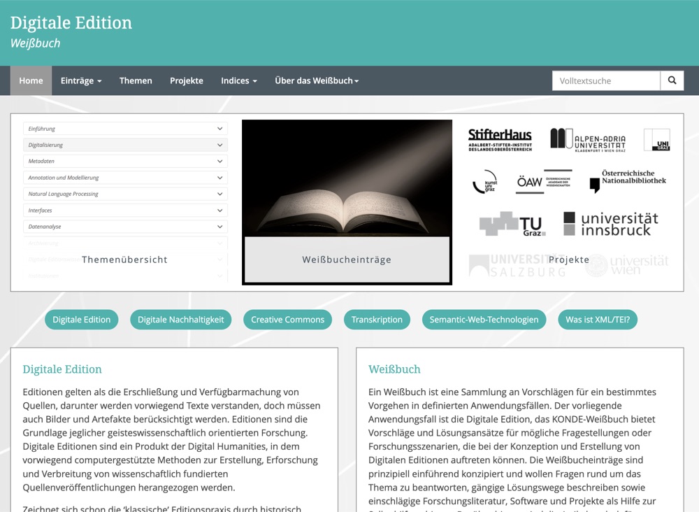 Website of the Weißbuch Digitale Edition